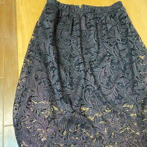 Fire Los Angeles NWT Women's Medium Shiny Hot Fudge Color Lace Knee Length Skirt